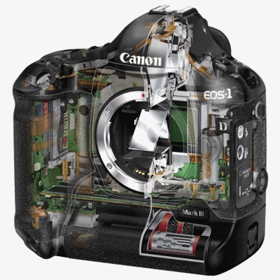 EOS 1 D mkIII, spaccato frontale EOS 1 D mkIII, spaccato frontale