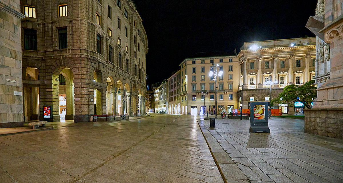 Milano di notte durante il coprifuoco notturno ©Ezio Rotamartir per osservatoriodigitale di aprile-giugno 2021, n.o 109
