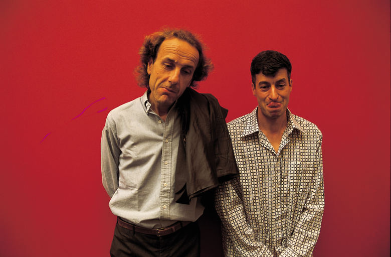 Enzo Cucchi and Maurizio Cattelan, 1997. Fotografia di Graziano Arici